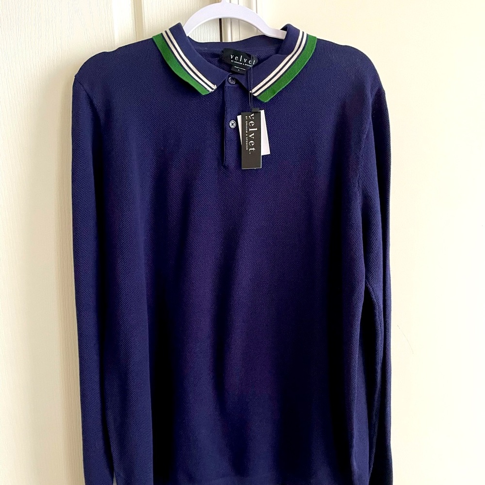 Velvet by Graham & Spencer Men’s Blue 100% Cotton Sweater Size Large NWT